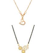 rose gold-tone open heart chain necklace and gold-tone pearl ad mangalsutra