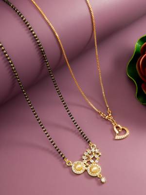rose gold-tone open heart chain necklace and gold-tone pearl ad mangalsutra 2