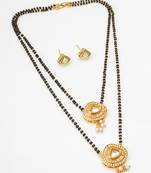 dual pendant kundan mangalsutra with earrings