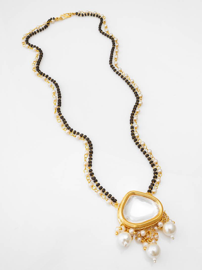 kundan pearl drop mangalsutra set