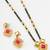kundan mangalsutra set with pink stone square pendant and matching earrings