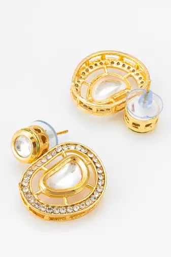 kundan mangalsutra set with  polki pendant and crystal studded circular earrings