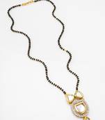 kundan polki mangalsutra with pendant and black bead chain