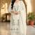 White color embroideried chinon semi stitched palazzo suit