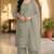 Dusty pista color embroideried chinon semi stitched palazzo suit