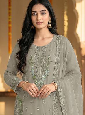 Dusty pista embroidered chinon palazzo suit 2