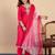 Women’s floral embroidery gadwal silk straight kurta pant set with organza dupatta