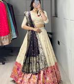 purple silk blend zari weaving lehenga choli