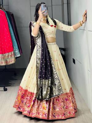 purple silk blend zari weaving lehenga choli 2