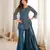 teal blue silk blend embroidered salwar suit
