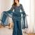 teal blue silk blend embroidered salwar suit
