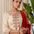 Floral embroidered silk blend round neck kurta trouser & dupatta set