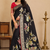 black meenakari figure flower georgette saree