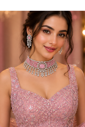 Brilliance American Diamond Choker Set 9