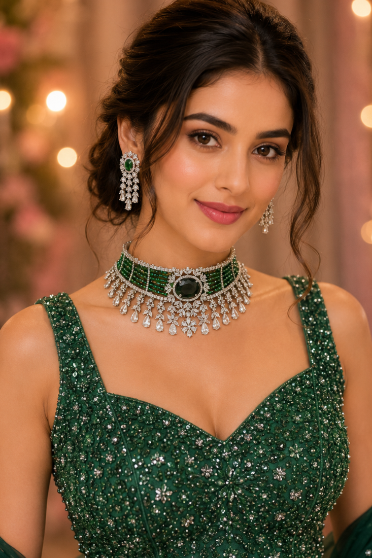 Prestige Rhodium Finish Diamond Choker Set
