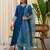 Women’s a-line brownie silk blend kurta pant set with embroidered organza dupatta
