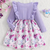 Girls purple floral bow dress