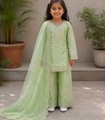  pistaa readymade salwar suit with Gmy silk embroidery