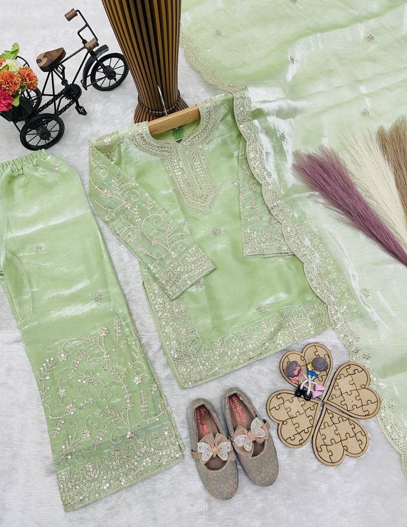  pistaa readymade salwar suit with Gmy silk embroidery
