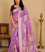 onion pink meenakari figure flower georgette saree