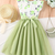 Green floral print net party wear girls dress