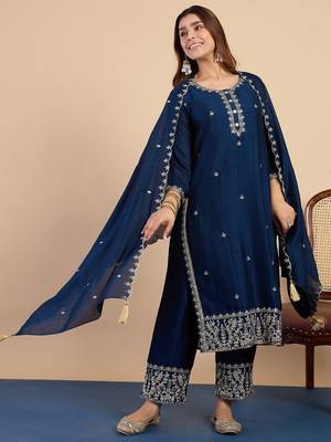Women   s vichitraa silk blend kurta pant set with vichitraa silk blend dupatta 1