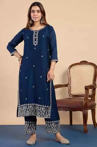 Women   s vichitraa silk blend kurta pant set with vichitraa silk blend dupatta