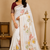 white meenakari figure flower georgette saree