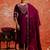 Floral embroidered viscose rayon v neck kurta trouser & dupatta set