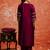 Floral embroidered viscose rayon v neck kurta trouser & dupatta set