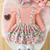 Pink floral ribbed cotton baby girl frock dress set