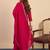 Floral embroidered silk blend v neck kurta trouser & dupatta set