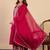 Floral embroidered silk blend v neck kurta trouser & dupatta set