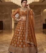 yellow georgette embroidered lehenga choli