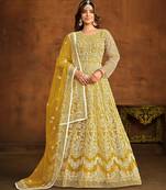 YELLOW  HEAVY NET GOWN 