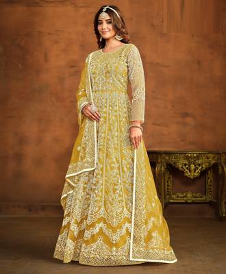 YELLOW HEAVY NET GOWN  2