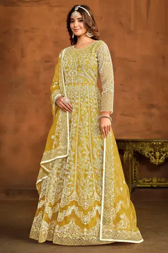 YELLOW HEAVY NET GOWN 