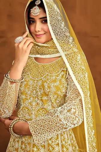 YELLOW HEAVY NET GOWN 
