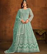 TEAL WORK HEAVY NET GOWN 