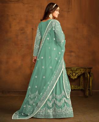 TEAL WORK HEAVY NET GOWN  3