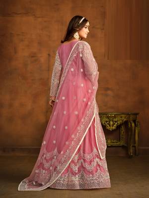 PINK HEAVY WORK NET GOWN  3