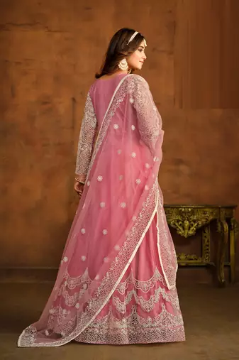 PINK HEAVY WORK NET GOWN 