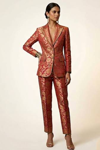 Pink woven brocade co ord set