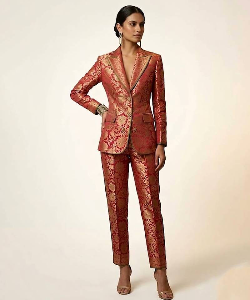 Pink woven brocade co ord set