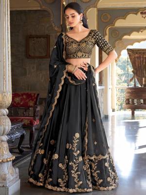 Black Embroidered Designer Lehenga Choli with Dupatta 2