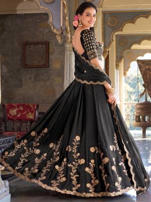 Black Embroidered Designer Lehenga Choli with Dupatta 3
