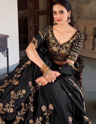 Black Embroidered Designer Lehenga Choli with Dupatta 4