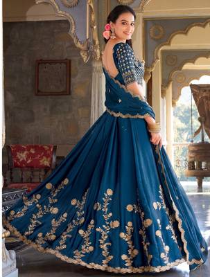 Blue Embroidered Designer Lehenga Choli with Dupatta 3