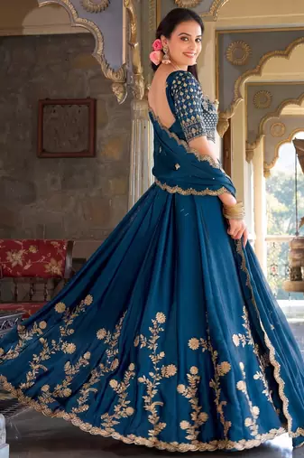 Blue Embroidered Designer Lehenga Choli with Dupatta