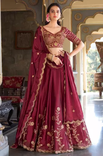 Rani Pink Embroidered Designer Lehenga Choli with Dupatta